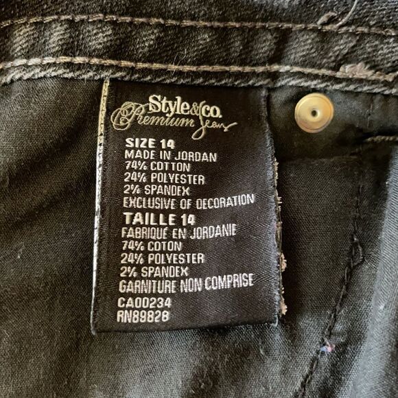 Style & Co Curvy Fit Boot Cut Wide Leg High Rise Jeans With Rhinestones 14 - Picture 14 of 16